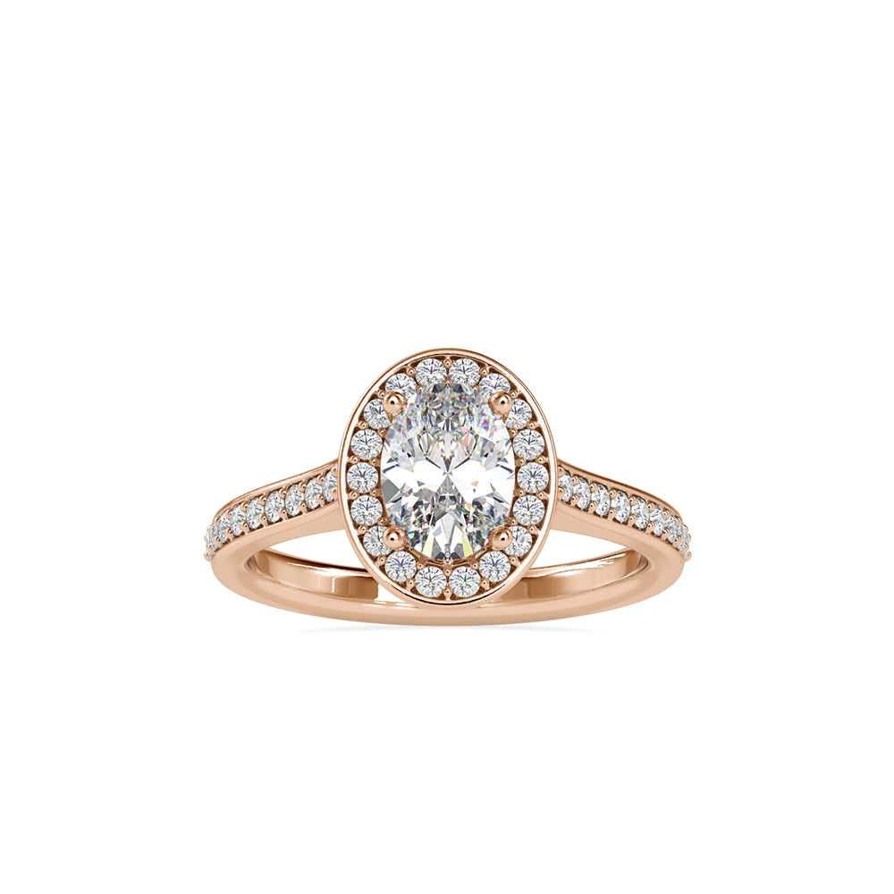 1.35Ct Oval Halo Lab-Grown Diamond Gold Ring