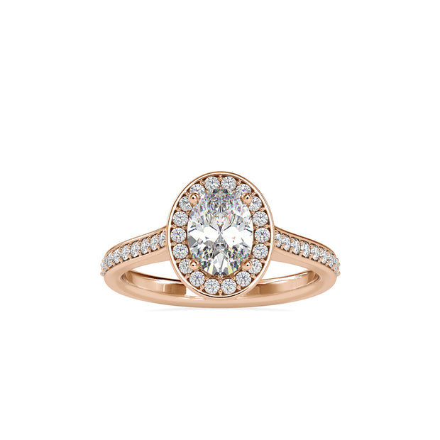 1.35Ct Oval Halo Lab-Grown Diamond Gold Ring