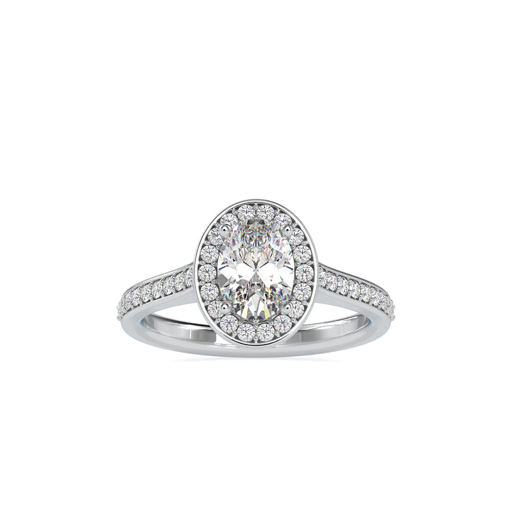 1.35Ct Oval Halo Lab-Grown Diamond Gold Ring