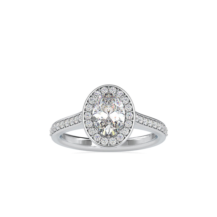 1.35Ct Oval Halo Lab-Grown Diamond Gold Ring