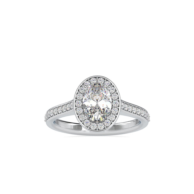1.35Ct Oval Halo Lab-Grown Diamond Gold Ring