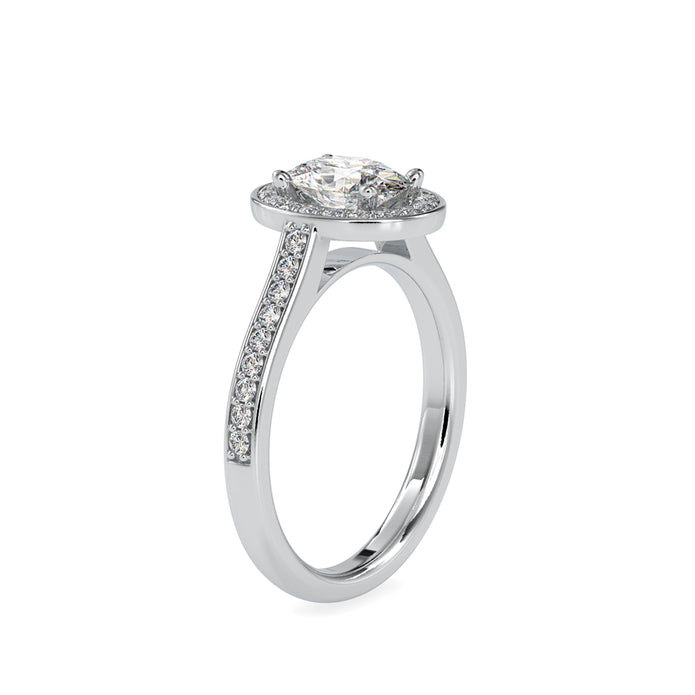 1.35Ct Oval Halo Lab-Grown Diamond Gold Ring