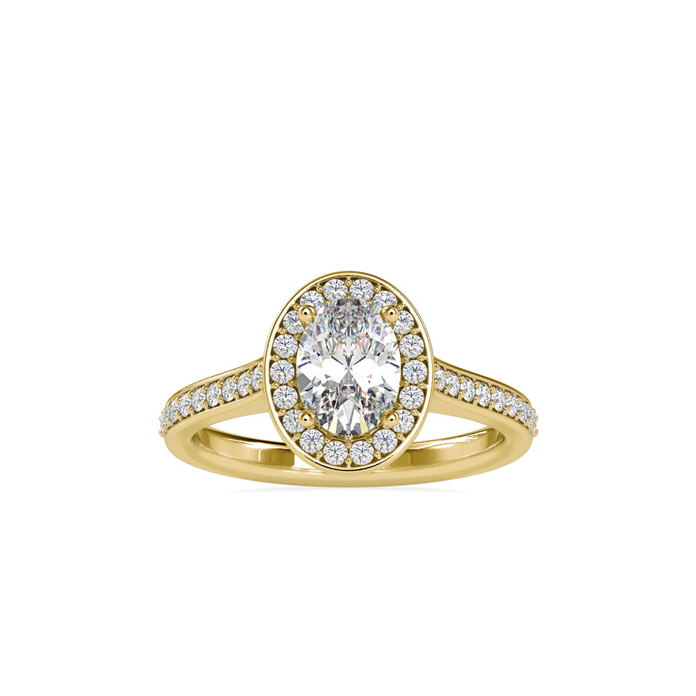 1.35Ct Oval Halo Lab-Grown Diamond Gold Ring