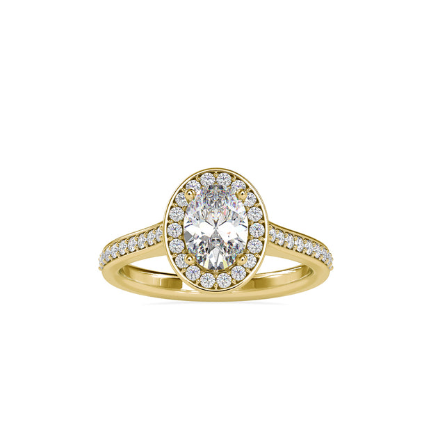 1.35Ct Oval Halo Lab-Grown Diamond Gold Ring