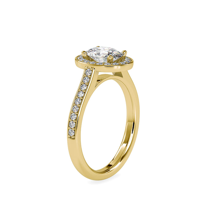 1.35Ct Oval Halo Lab-Grown Diamond Gold Ring
