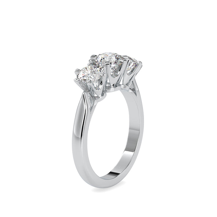 1.95Ct Round Three Stone Lab-Grown Diamond Gold Ring
