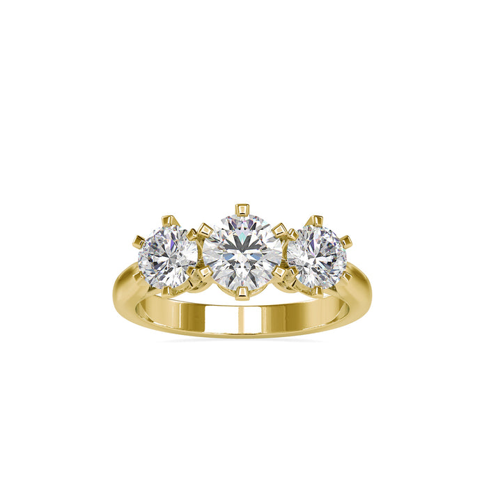 1.95Ct Round Three Stone Lab-Grown Diamond Gold Ring