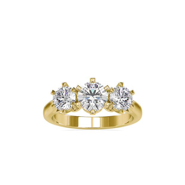 1.95Ct Round Three Stone Lab-Grown Diamond Gold Ring
