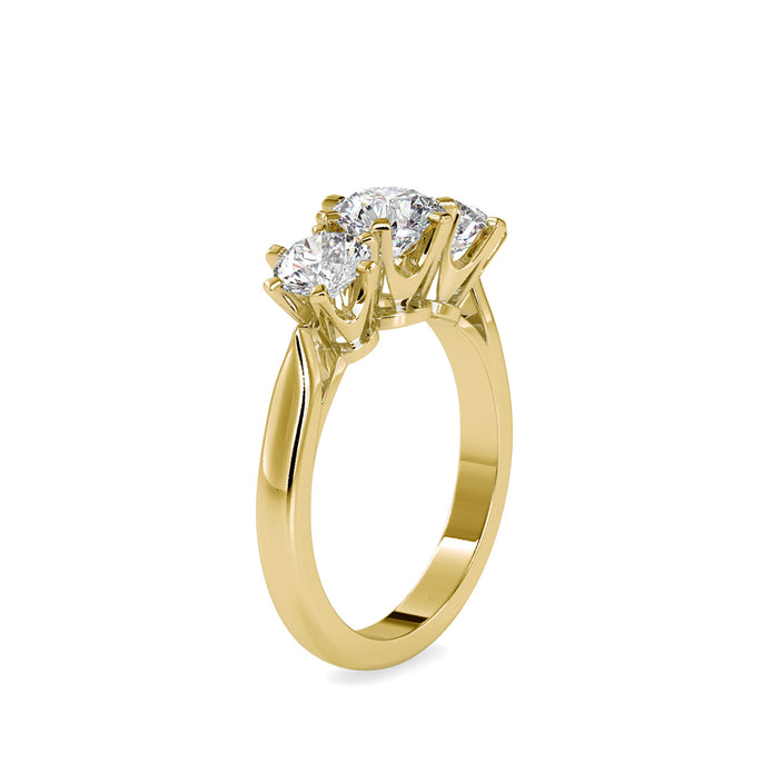 1.95Ct Round Three Stone Lab-Grown Diamond Gold Ring