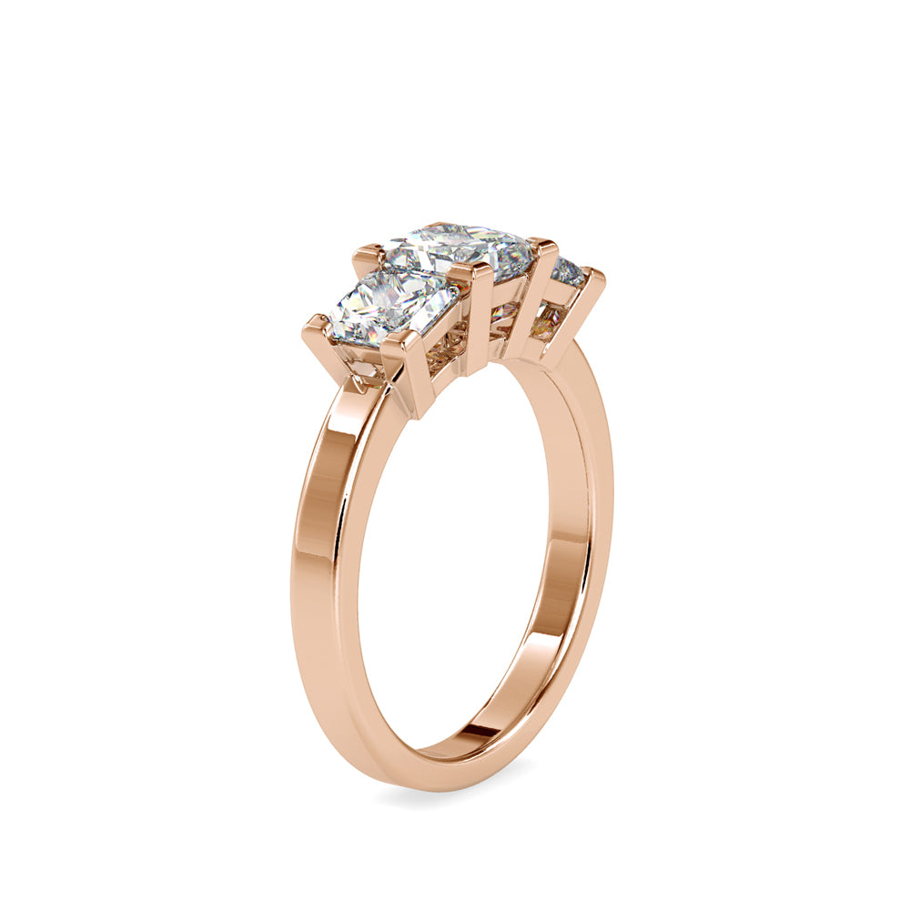 2.89Ct Princess Three Stone Lab-Grown Diamond Gold Ring