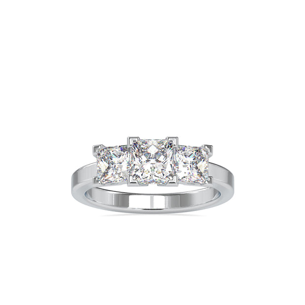 2.89Ct Princess Three Stone Lab-Grown Diamond Gold Ring