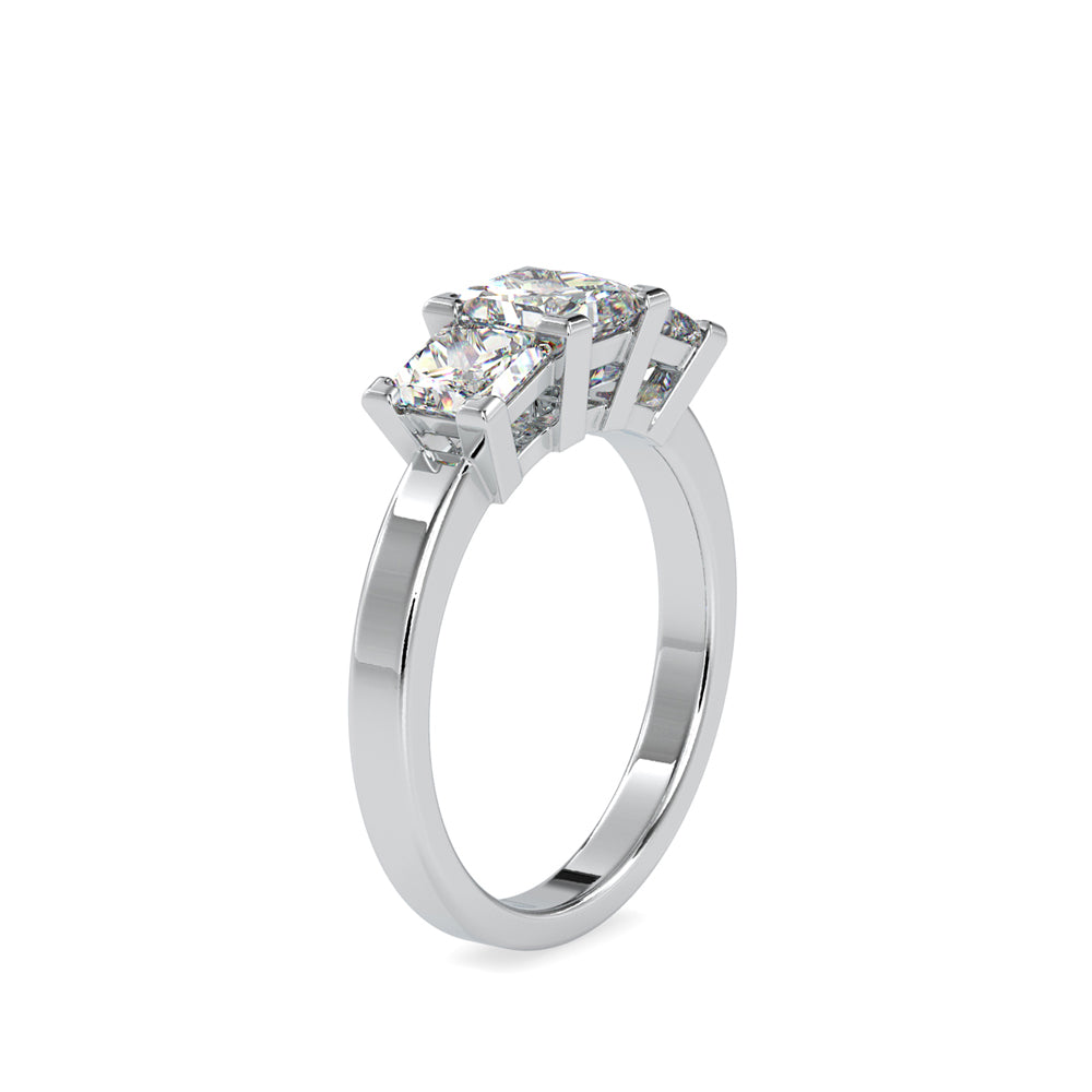 2.89Ct Princess Three Stone Lab-Grown Diamond Gold Ring