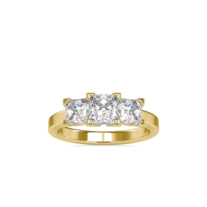 2.89Ct Princess Three Stone Lab-Grown Diamond Gold Ring