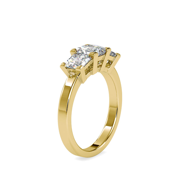 2.89Ct Princess Three Stone Lab-Grown Diamond Gold Ring