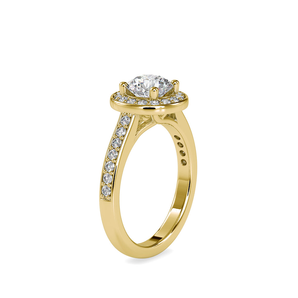 1.57Ct Round Halo Lab-Grown Diamond Gold Ring
