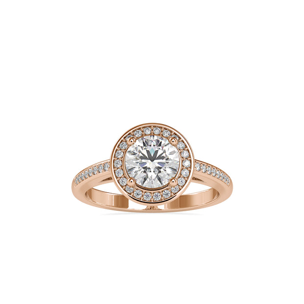 1.30Ct Round Prong Halo Lab-Grown Diamond Gold Ring