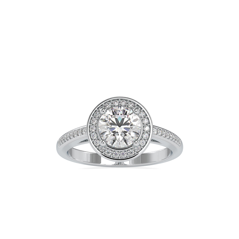 1.30Ct Round Prong Halo Lab-Grown Diamond Gold Ring