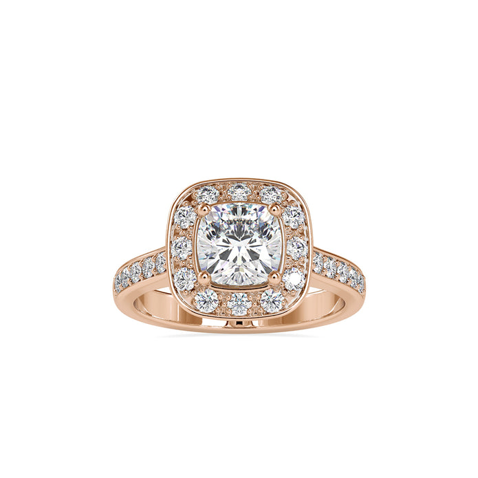 2.16Ct Cushion Halo Lab-Grown Diamond Gold Ring