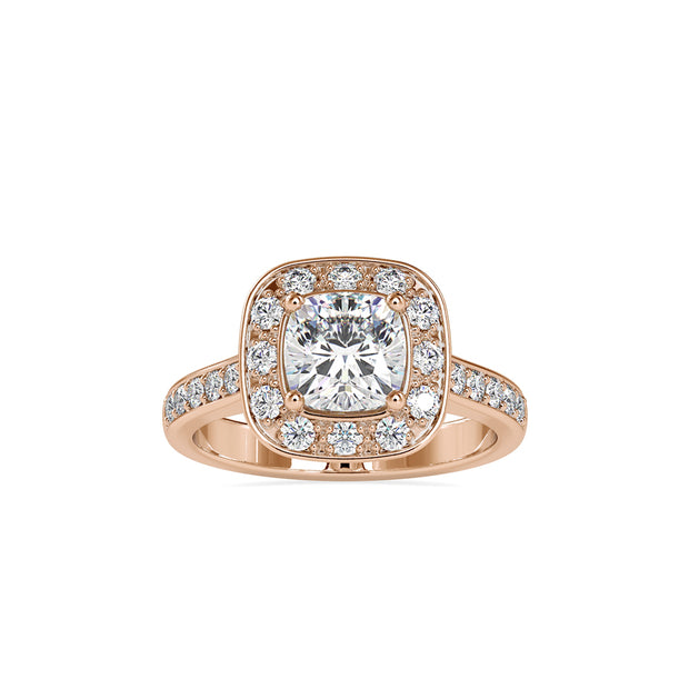 2.16Ct Cushion Halo Lab-Grown Diamond Gold Ring