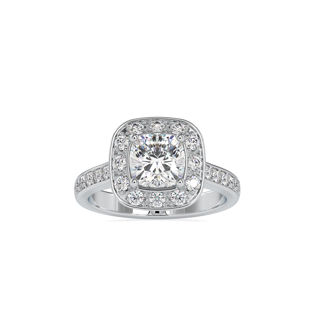 2.16Ct Cushion Halo Lab-Grown Diamond Gold Ring