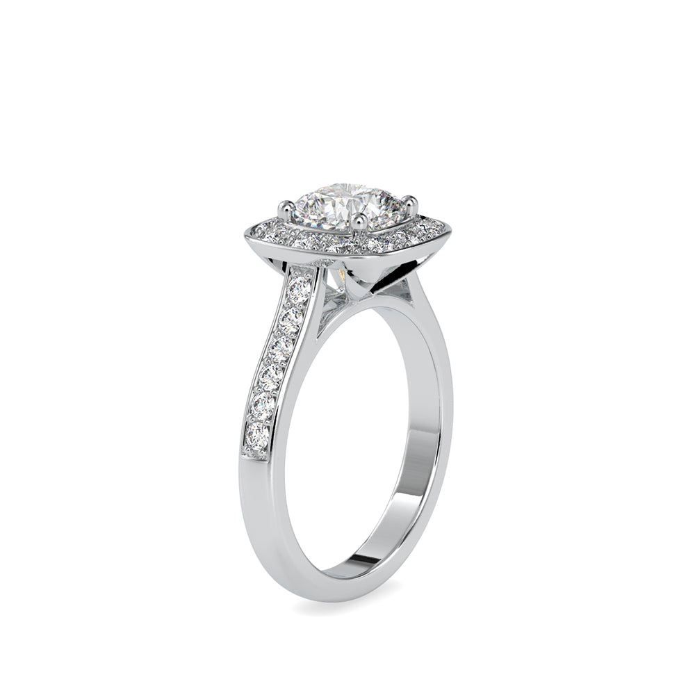 2.16Ct Cushion Halo Lab-Grown Diamond Gold Ring