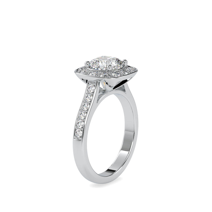 2.16Ct Cushion Halo Lab-Grown Diamond Gold Ring