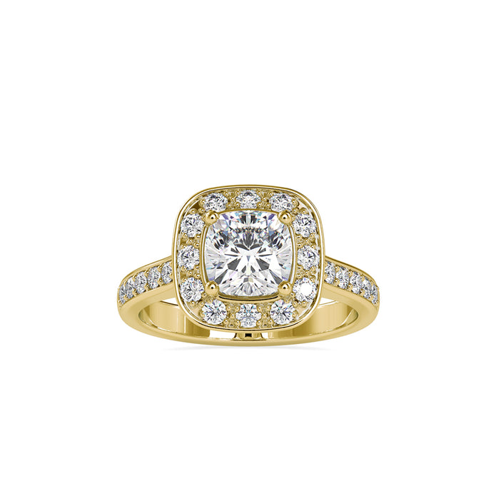 2.16Ct Cushion Halo Lab-Grown Diamond Gold Ring