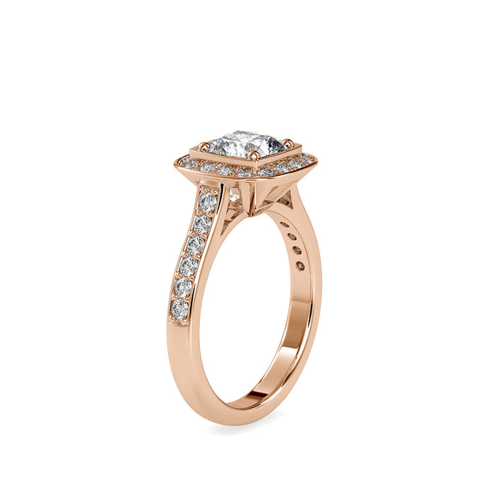 1.72Ct Cushion Prong Halo Lab-Grown Diamond Gold Ring