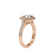1.72Ct Cushion Prong Halo Lab-Grown Diamond Gold Ring