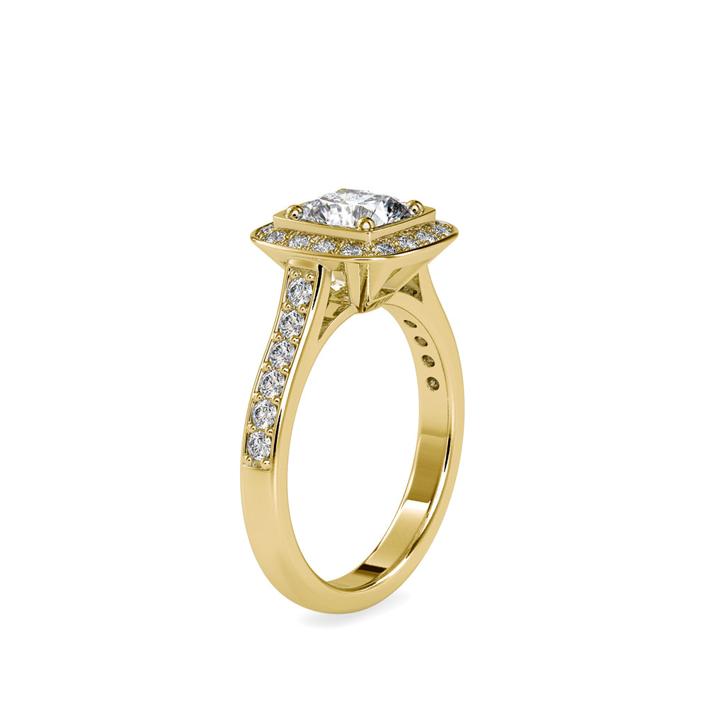 1.72Ct Cushion Prong Halo Lab-Grown Diamond Gold Ring