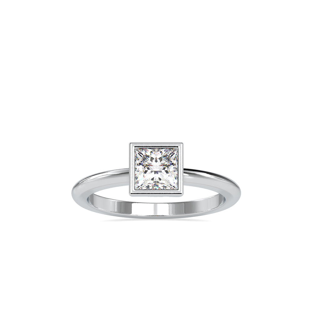 0.92Ct Princess Bezel Lab-Grown Diamond Gold Ring