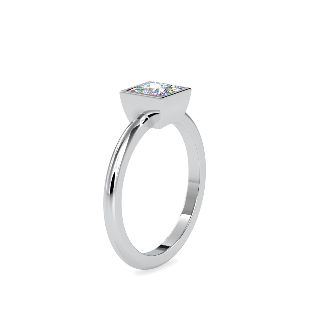 0.92Ct Princess Bezel Lab-Grown Diamond Gold Ring