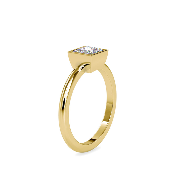 0.92Ct Princess Bezel Lab-Grown Diamond Gold Ring