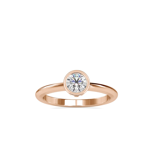0.54Ct Round Bezel Lab-Grown Diamond Gold Ring