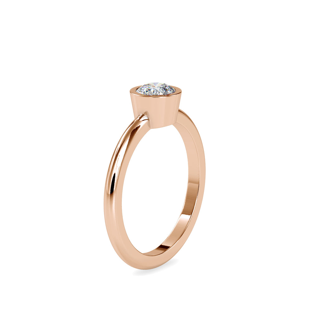 0.54Ct Round Bezel Lab-Grown Diamond Gold Ring