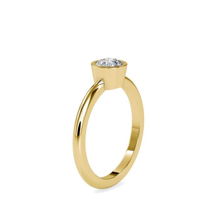 0.54Ct Round Bezel Lab-Grown Diamond Gold Ring