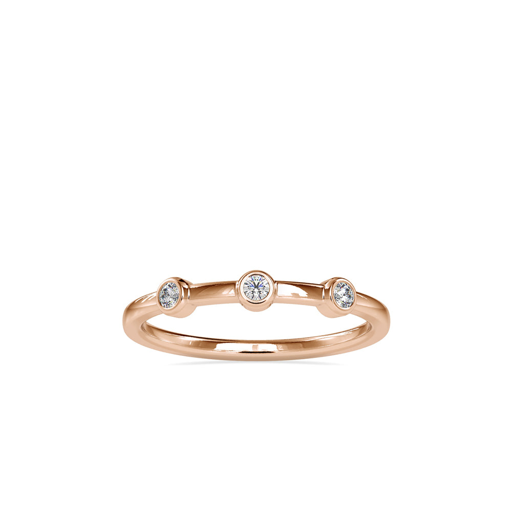 0.08Ct Three Stone Bezel Set Lab-Grown Diamond Gold Ring