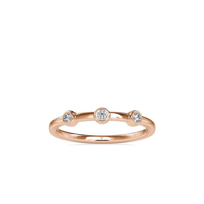 0.08Ct Three Stone Bezel Set Lab-Grown Diamond Gold Ring