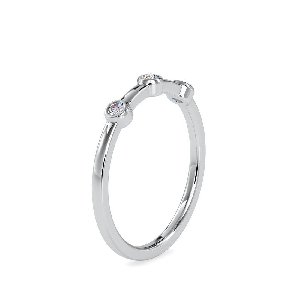 0.08Ct Three Stone Bezel Set Lab-Grown Diamond Gold Ring