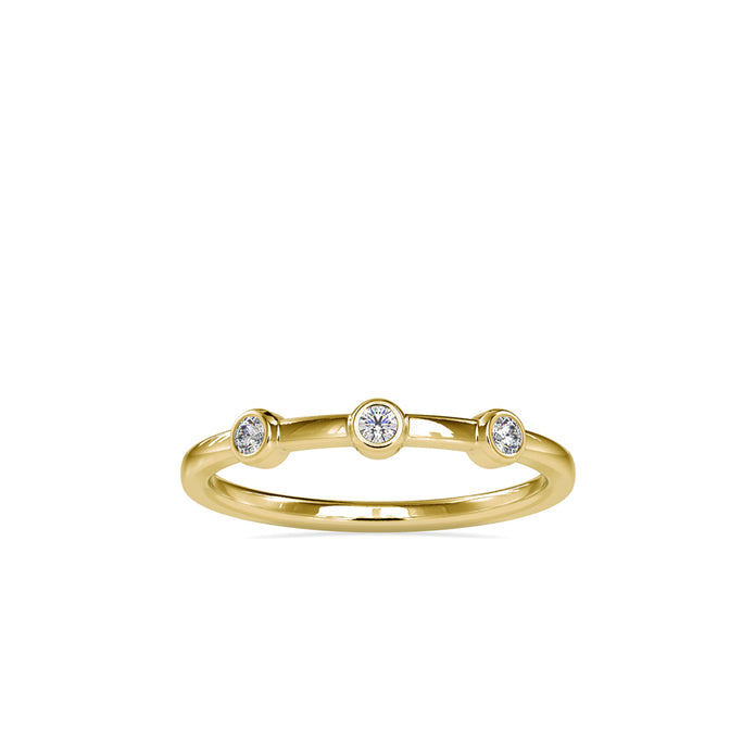 0.08Ct Three Stone Bezel Set Lab-Grown Diamond Gold Ring