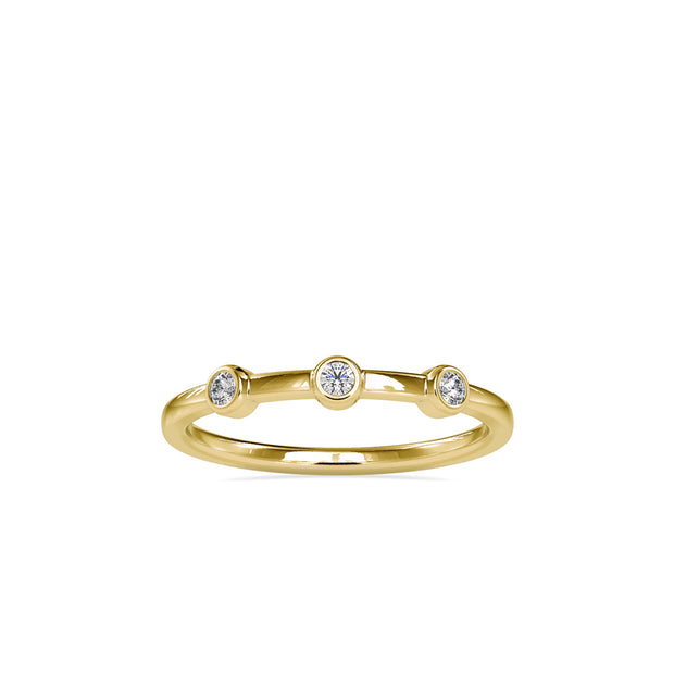 0.08Ct Three Stone Bezel Set Lab-Grown Diamond Gold Ring