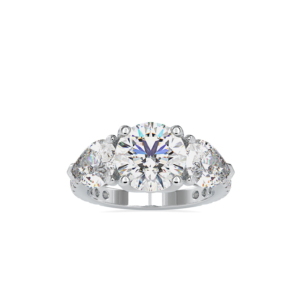 5.84Ct Round Three Stone Lab-Grown Diamond Gold Ring