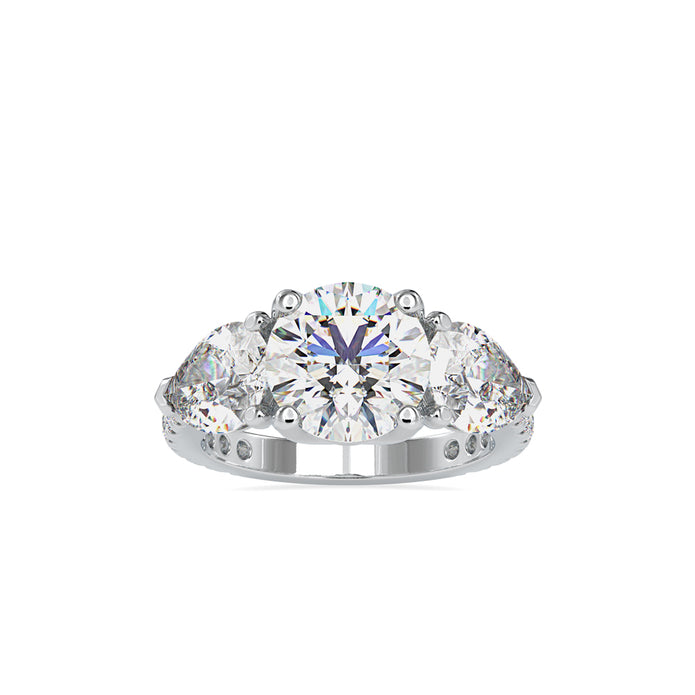 5.84Ct Round Three Stone Lab-Grown Diamond Gold Ring