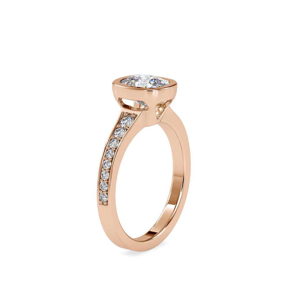 2.03Ct Cushion Bezel Lab-Grown Diamond Gold Ring