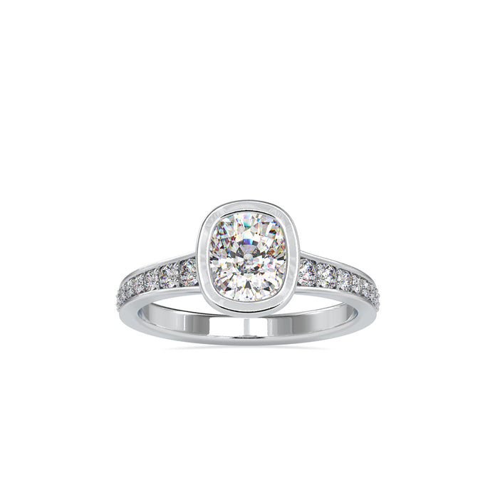 2.03Ct Cushion Bezel Lab-Grown Diamond Gold Ring