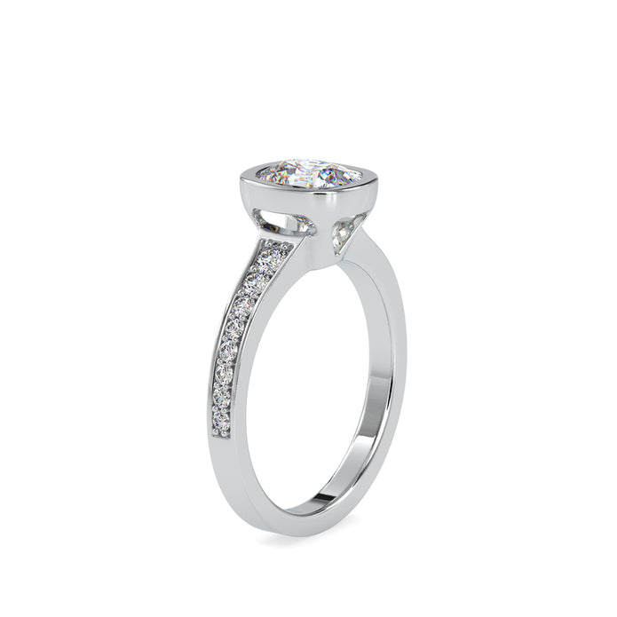 2.03Ct Cushion Bezel Lab-Grown Diamond Gold Ring