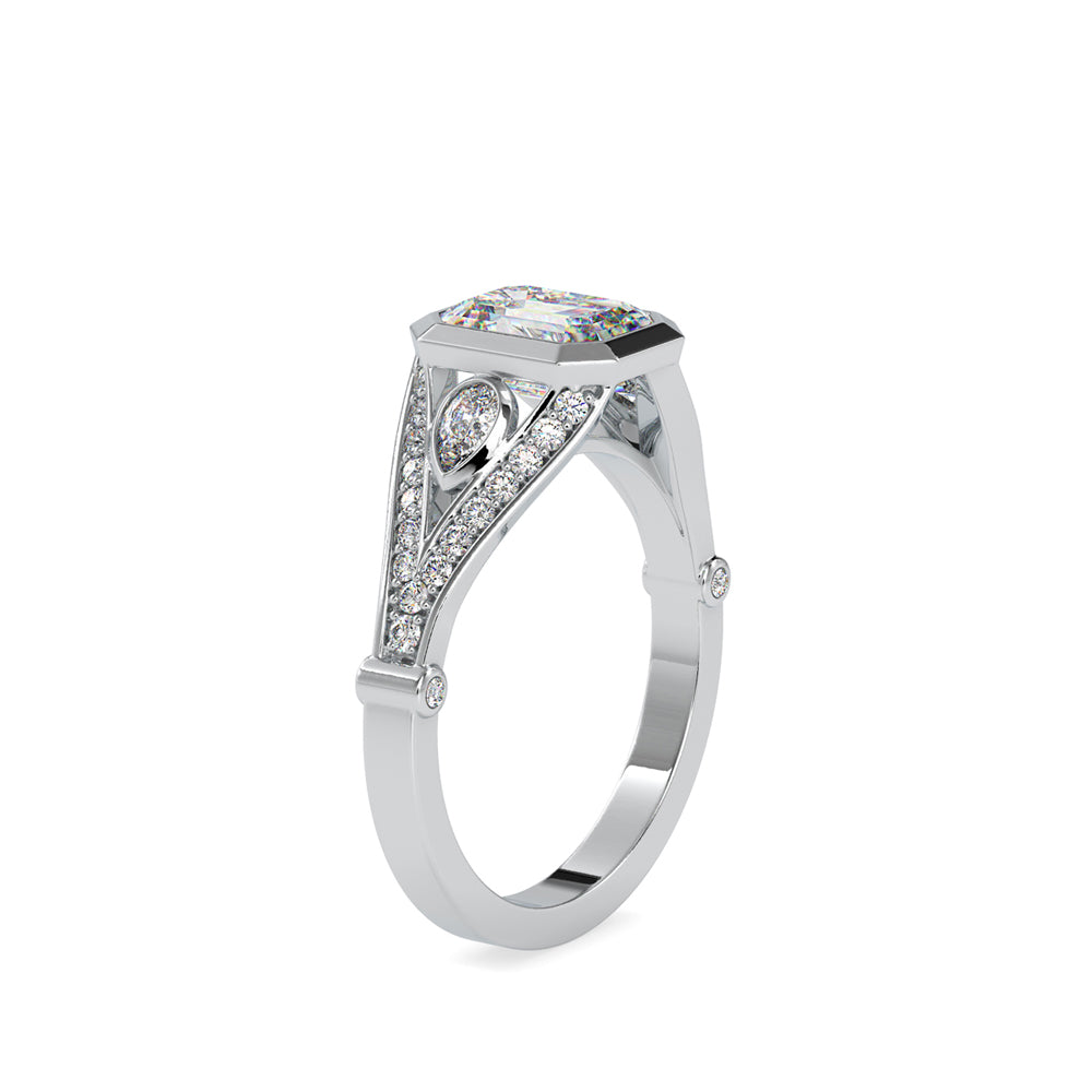 1.74Ct Emerald Bezel Lab-Grown Diamond Gold Ring