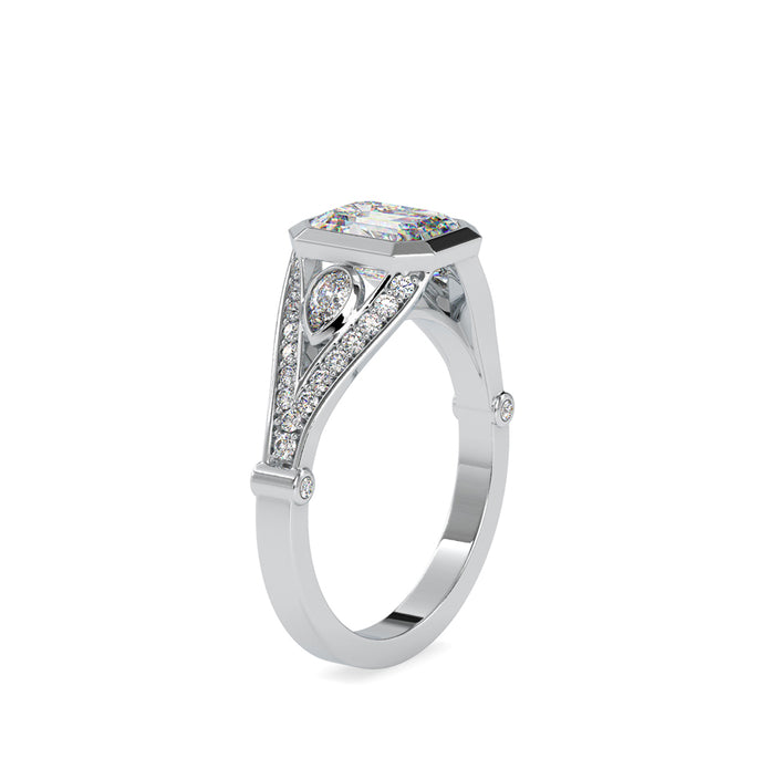 1.74Ct Emerald Bezel Lab-Grown Diamond Gold Ring