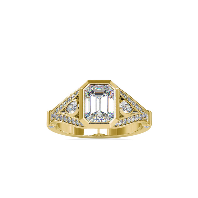 1.74Ct Emerald Bezel Lab-Grown Diamond Gold Ring