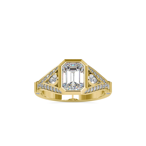 1.74Ct Emerald Bezel Lab-Grown Diamond Gold Ring